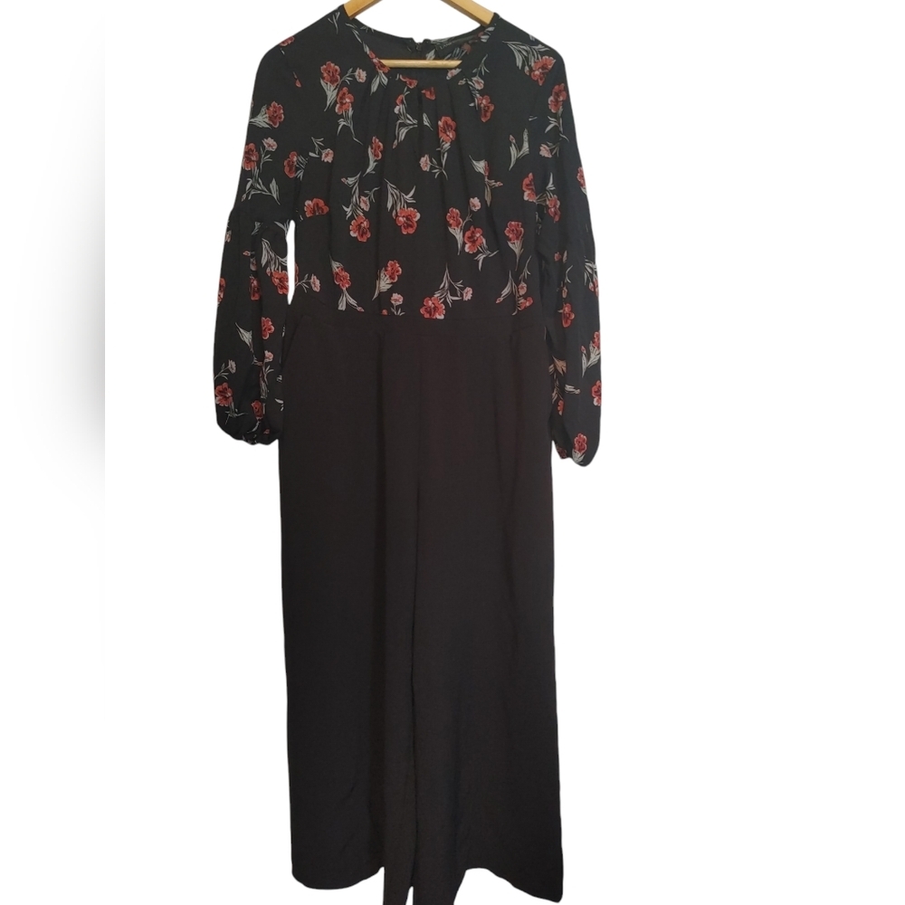 Lane Bryant  Floral Long Sleeve Wide Leg Jumpsuit
